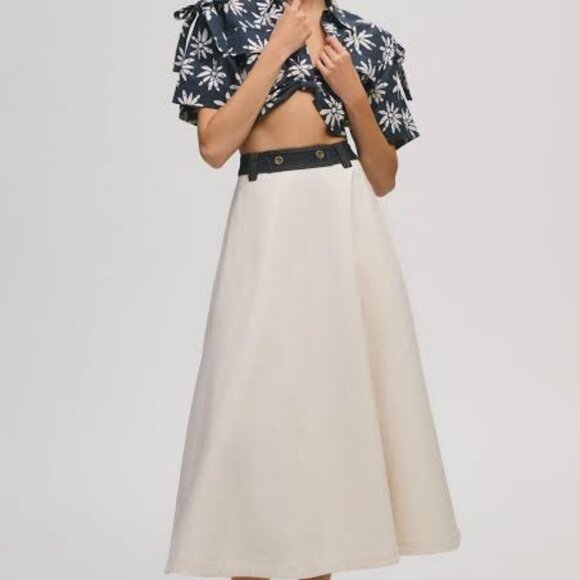 FOREVER THAT GIRL Anthropologie Belted Denim l Midi Skirt Size SP NEW‎ WITH TAG - Picture 1 of 8